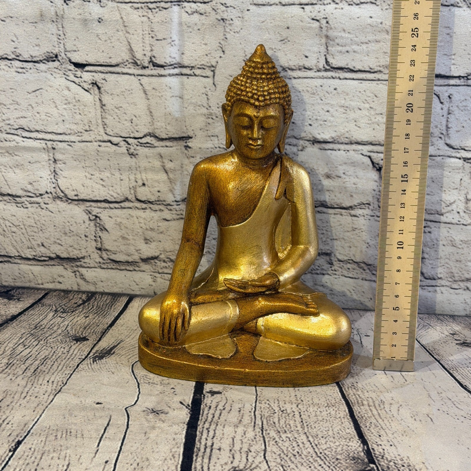 Bronze & Bronze 25cm x 15cm Large Thai Buddha Sitting Statue Resin Hindu5