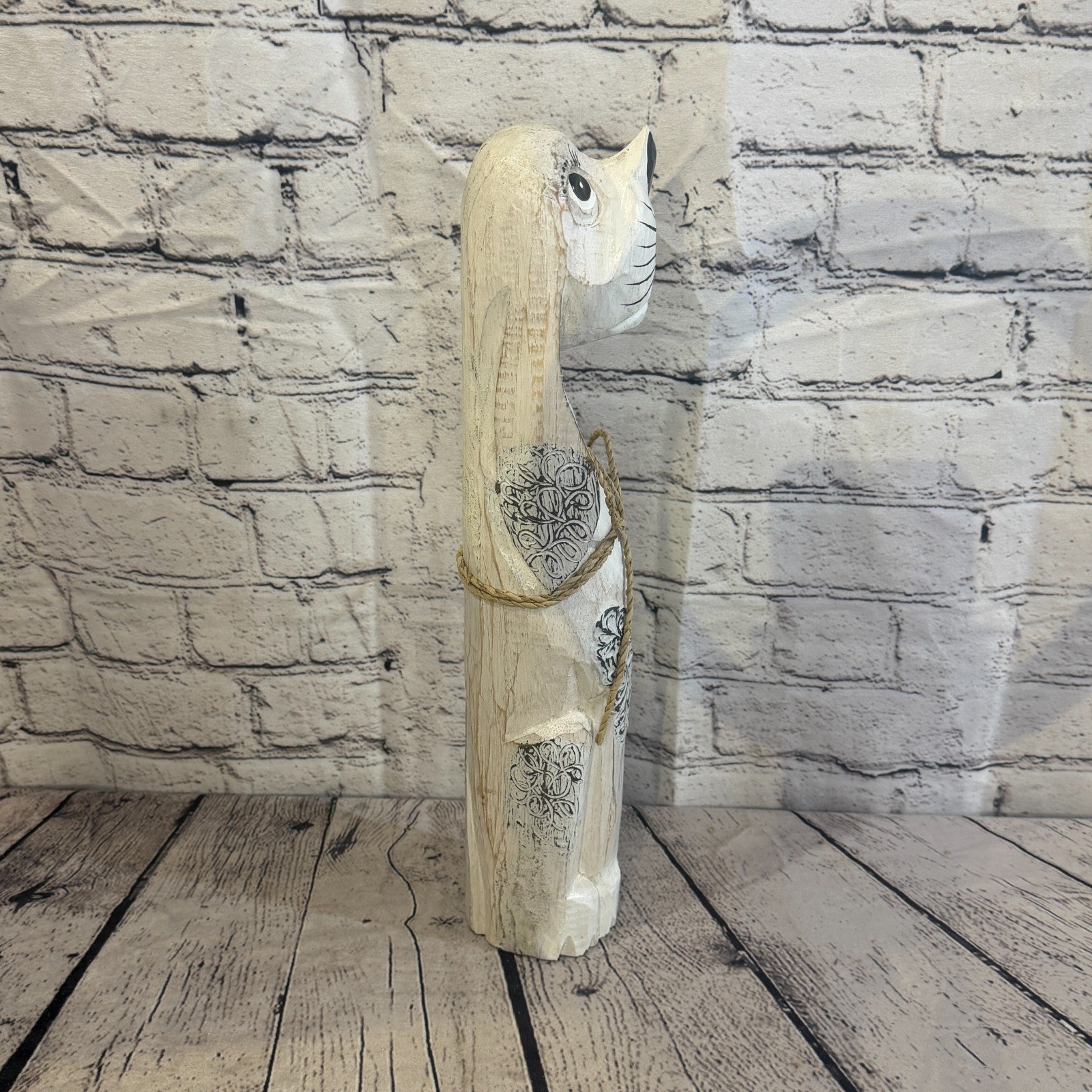40cm White Wooden Shabby Dog Statue Ornament Fair Trade Handcarved3