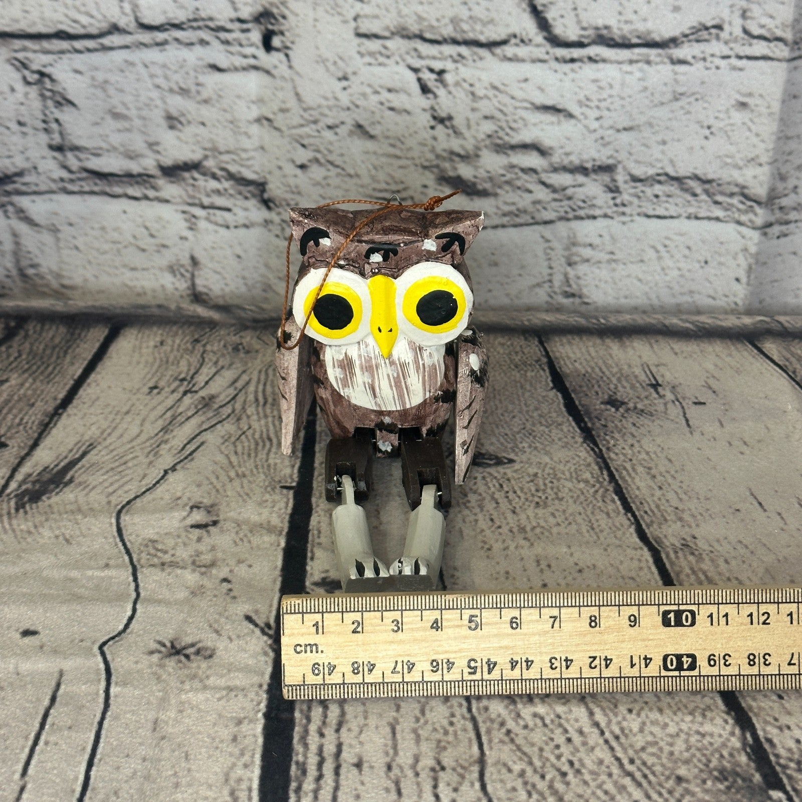 10cm Bright Owl Sitting Animal, Wooden Shelf Ornament Handmade and Fairtrade6