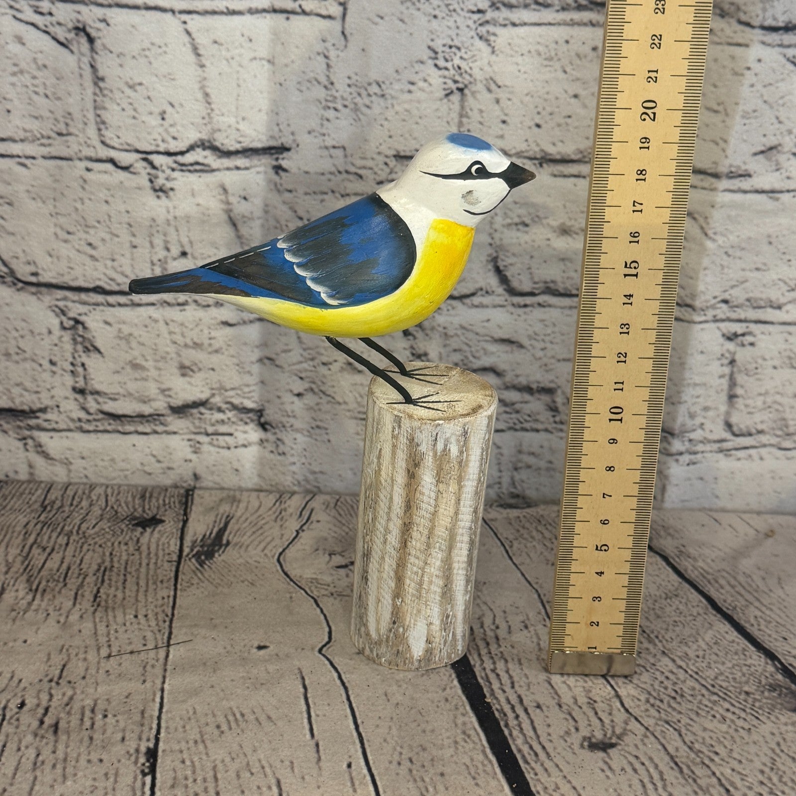 20cm Blue Tit Wooden Bird Ornament Seaside Coastal Nautical Handcrafted Decor6
