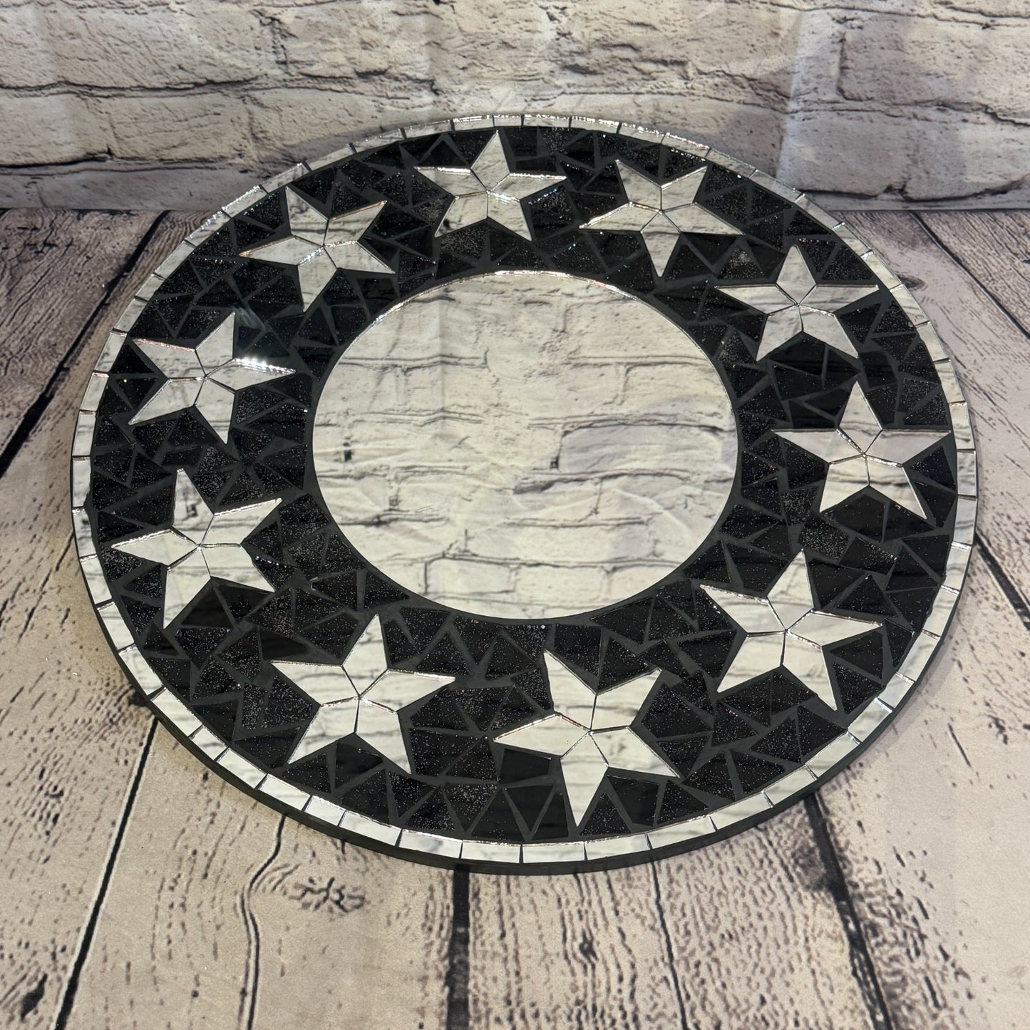 Black Star Black Mosaic Tile Wall Mirror 40cm x 40cm 16 Inches Handmade2