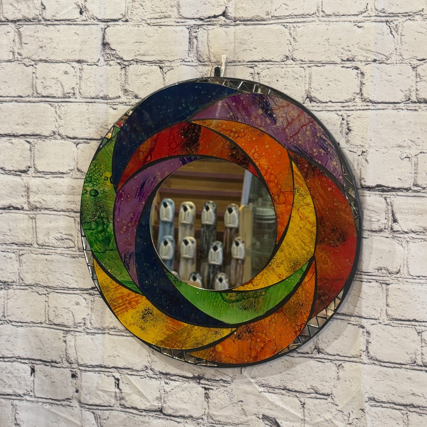 Rainbow Swirl Mosaic Tile Wall Mirror 40cm x 40cm 16 Inches Handmade New2