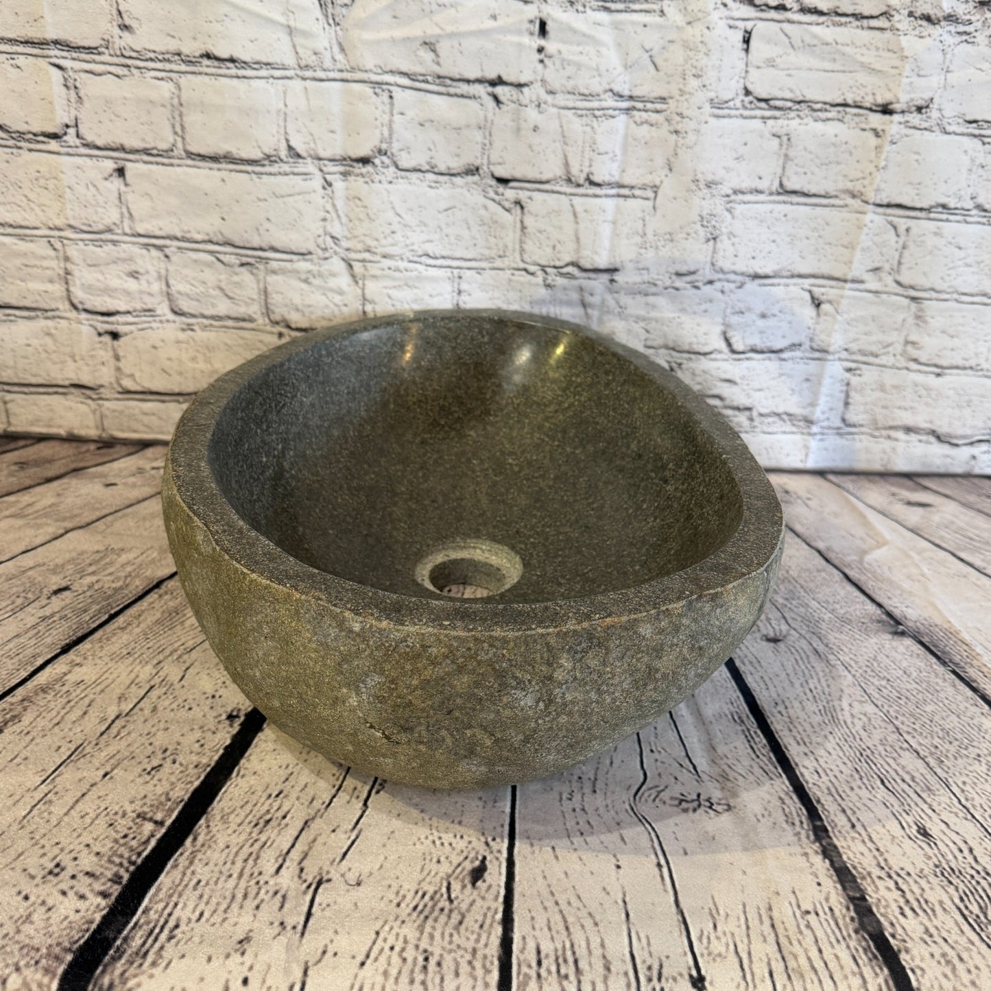 41cm x 30cm Wash Basin Bathroom Counter Top Washing River Stone Bowl Sink No 101