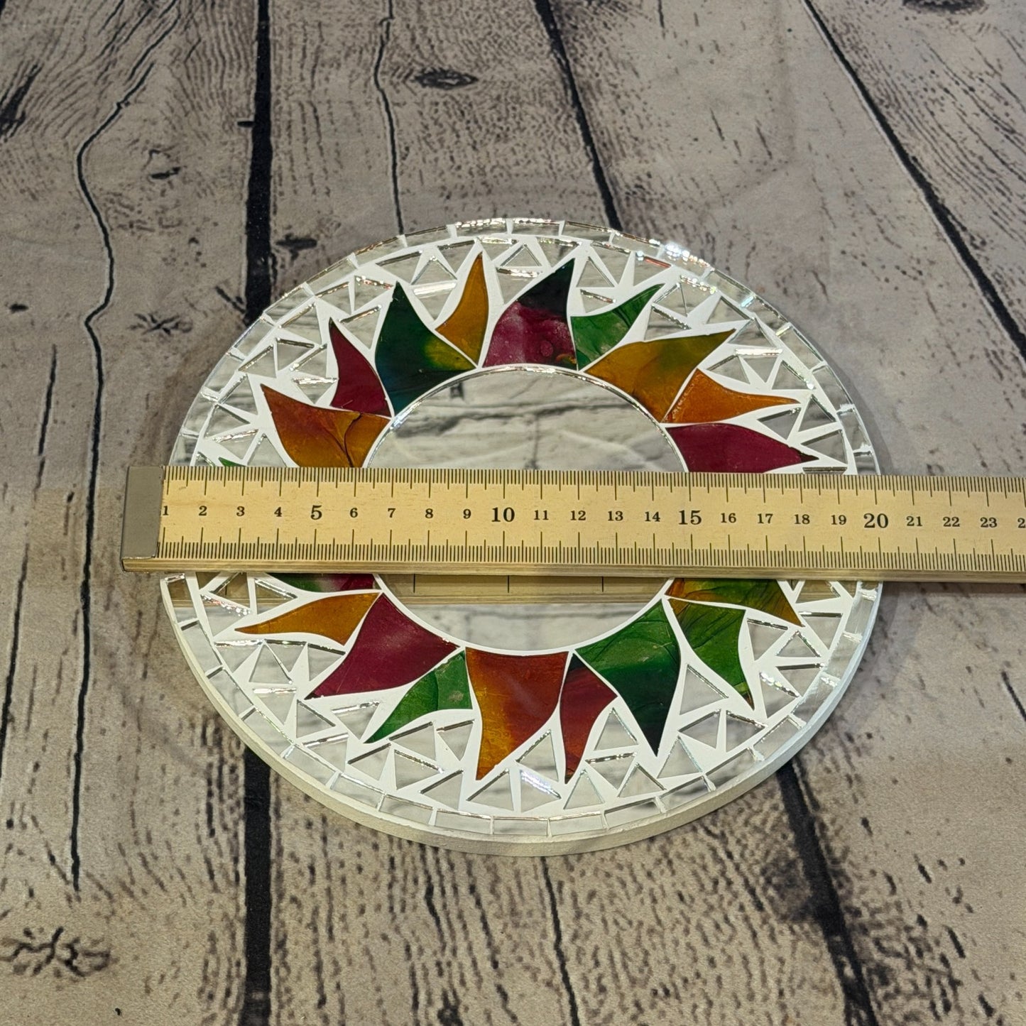 Rainbow White Sun Flame Mosaic Tile Wall Mirror 20cm x 20cm 8 Inches Handmade3