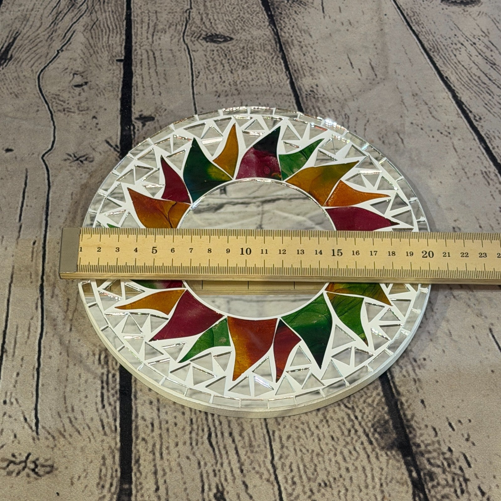 Rainbow White Sun Flame Mosaic Tile Wall Mirror 20cm x 20cm 8 Inches Handmade3