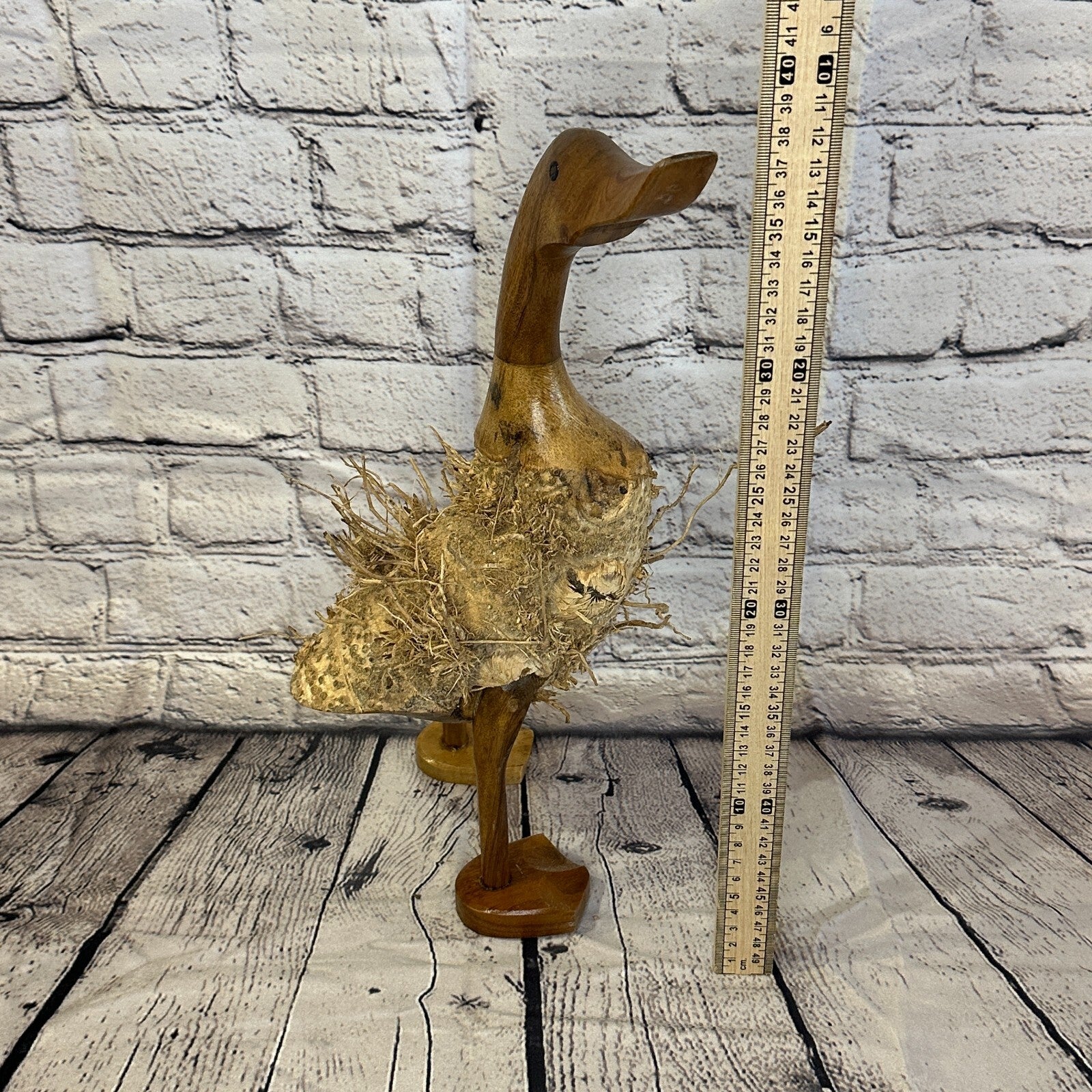 Looking Right 40cm Tall Wooden Hairy Duckling Baby Duck Bamboo Root Fairtrade5