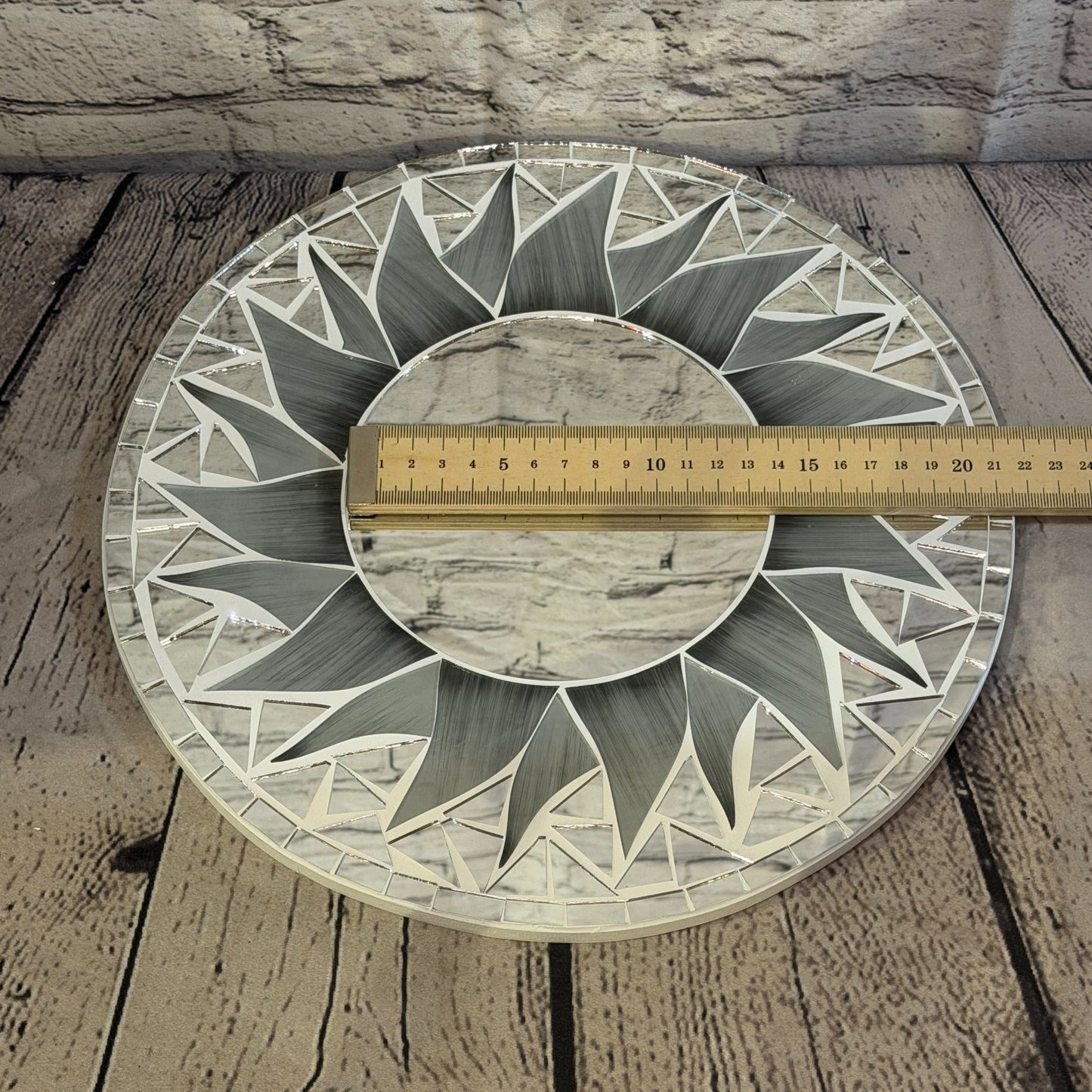 Grey Sun Flame Mosaic Tile Wall Mirror 30cm x 30cm 12 Inches Handmade5