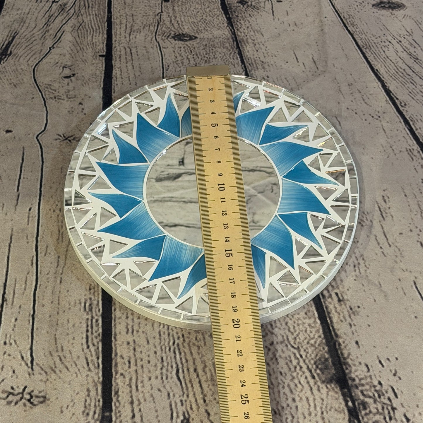 Turquoise Blue Sun Flame Mosaic Tile Wall Mirror 20cm x 20cm 8 Inches Handmade4