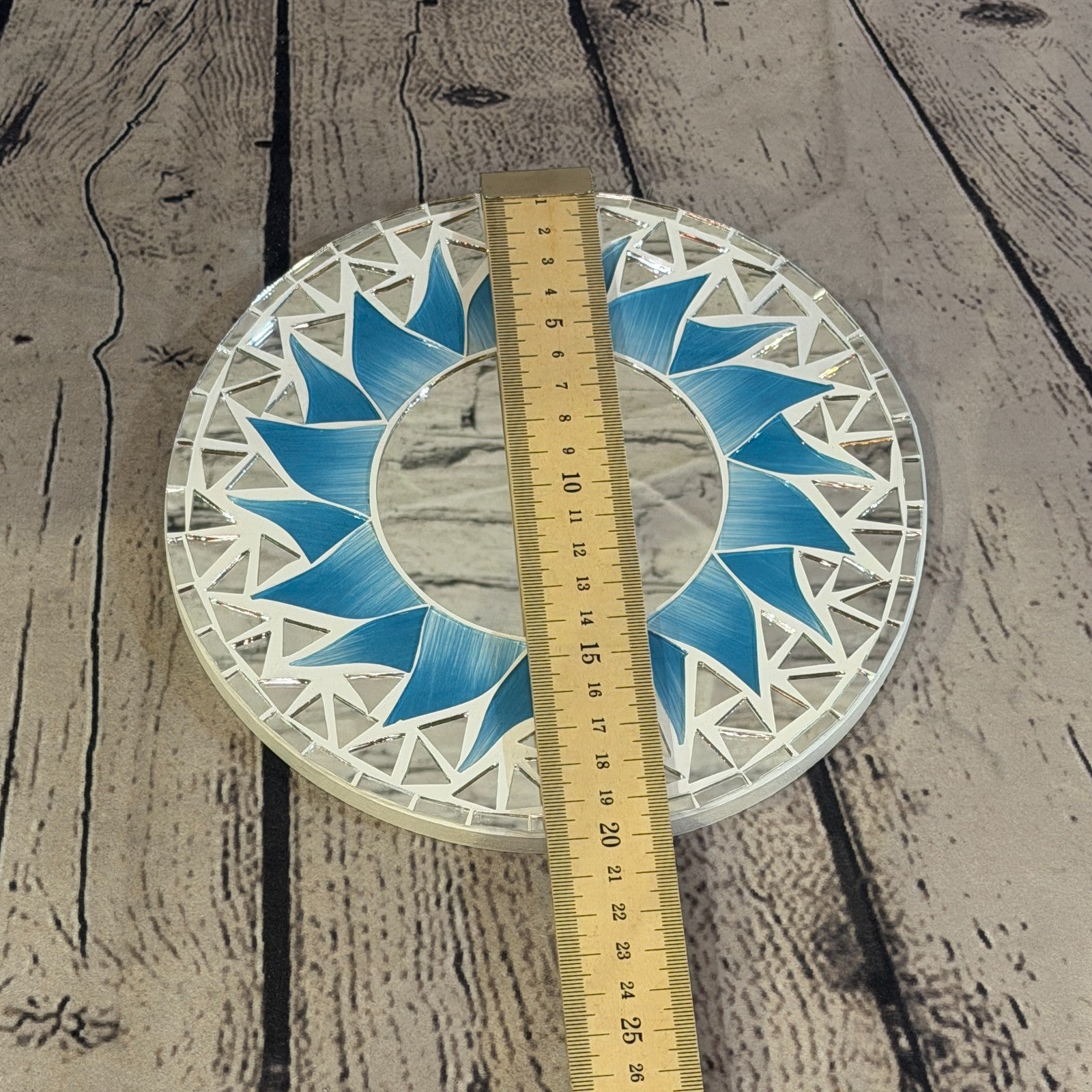 Turquoise Blue Sun Flame Mosaic Tile Wall Mirror 20cm x 20cm 8 Inches Handmade4
