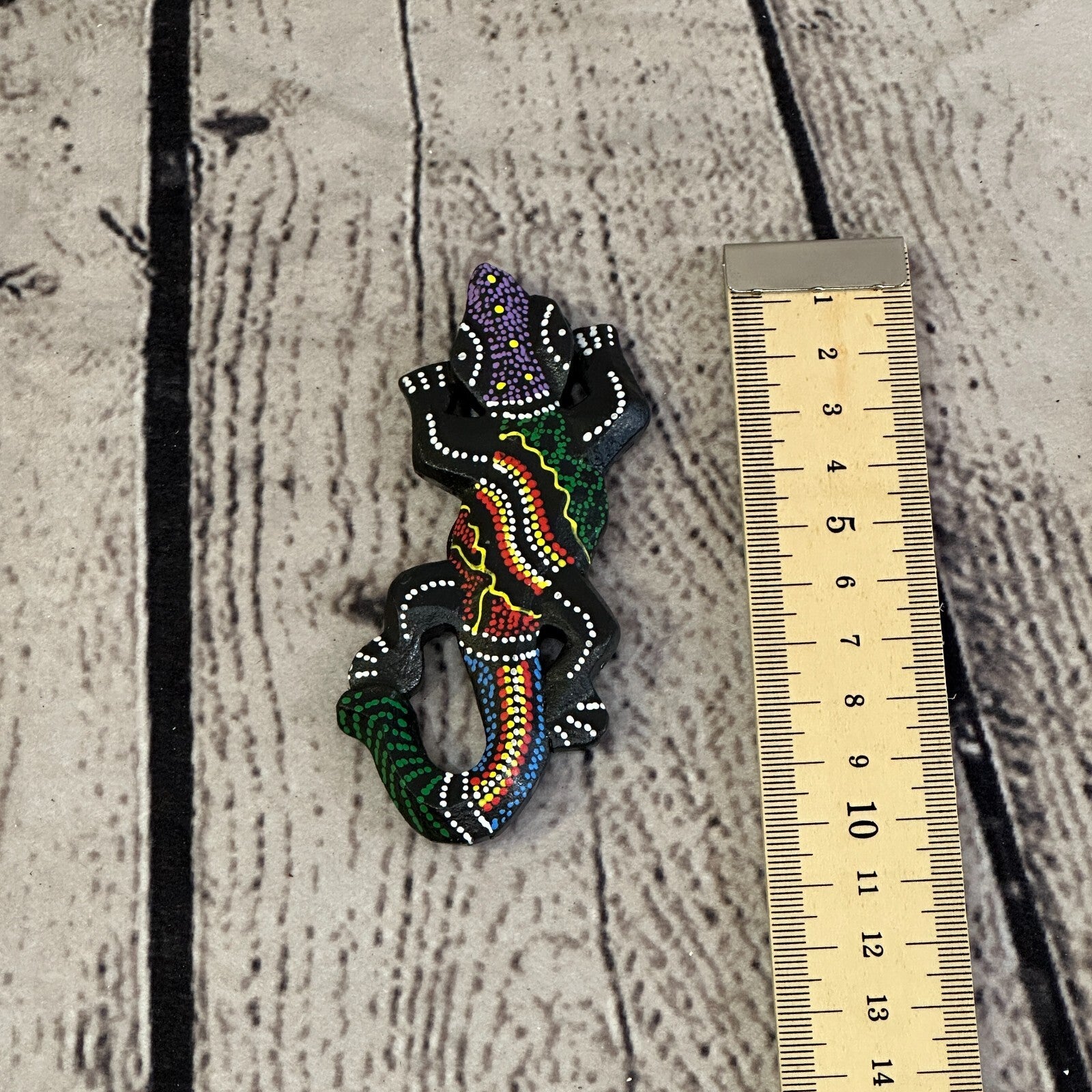 Lizard Gecko Wooden Animal Fridge Dot Work Magnet Magnetic Note Holder Novelty2