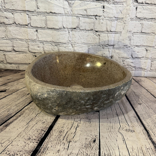 34cm x 33cm Wash Basin Bathroom Counter Top Washing River Stone Bowl Sink No 300
