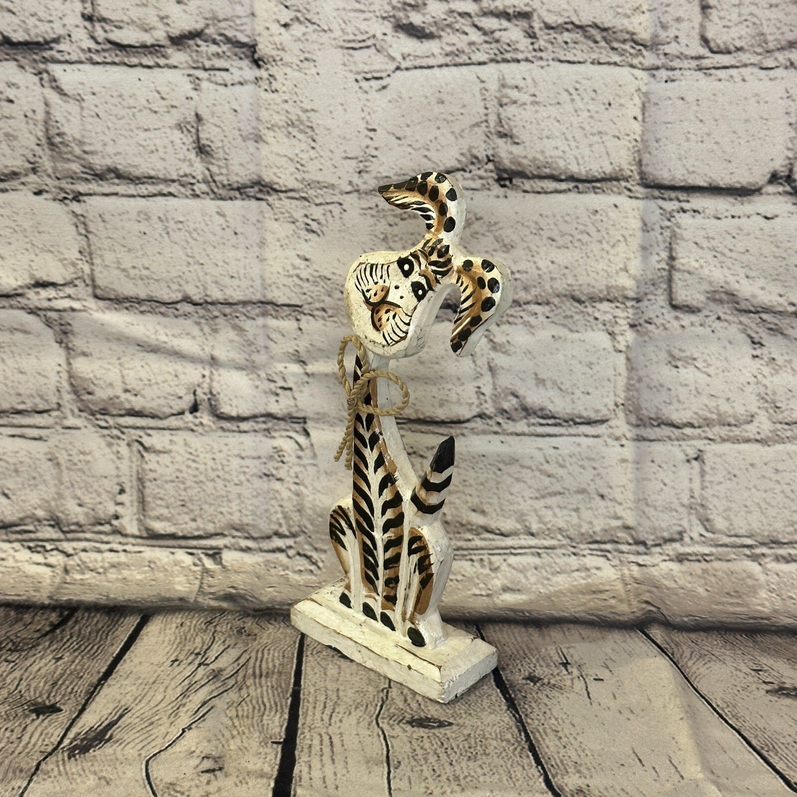 White Wooden Rabbit Hare Shabby Pattern 25cm x 10cm Handmade and Fairtrade1