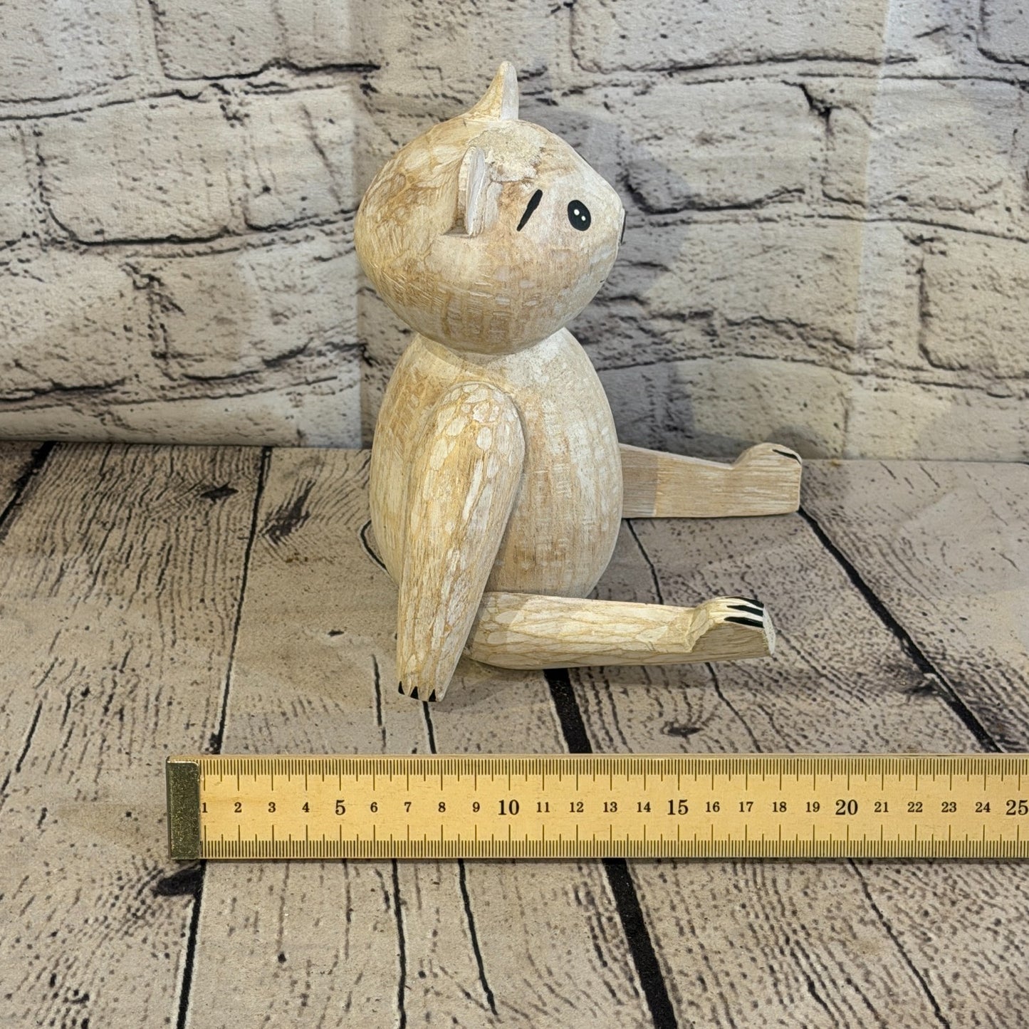 18cm Brown Teddy Bear Sitting Animal, Wooden Shelf Ornament Handmade & Fairtrade7