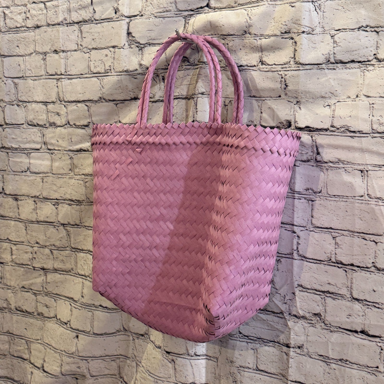 Lilac 40cm Handwoven Tote Bag Recycled Plastic Eco-Friendly Market Beach1