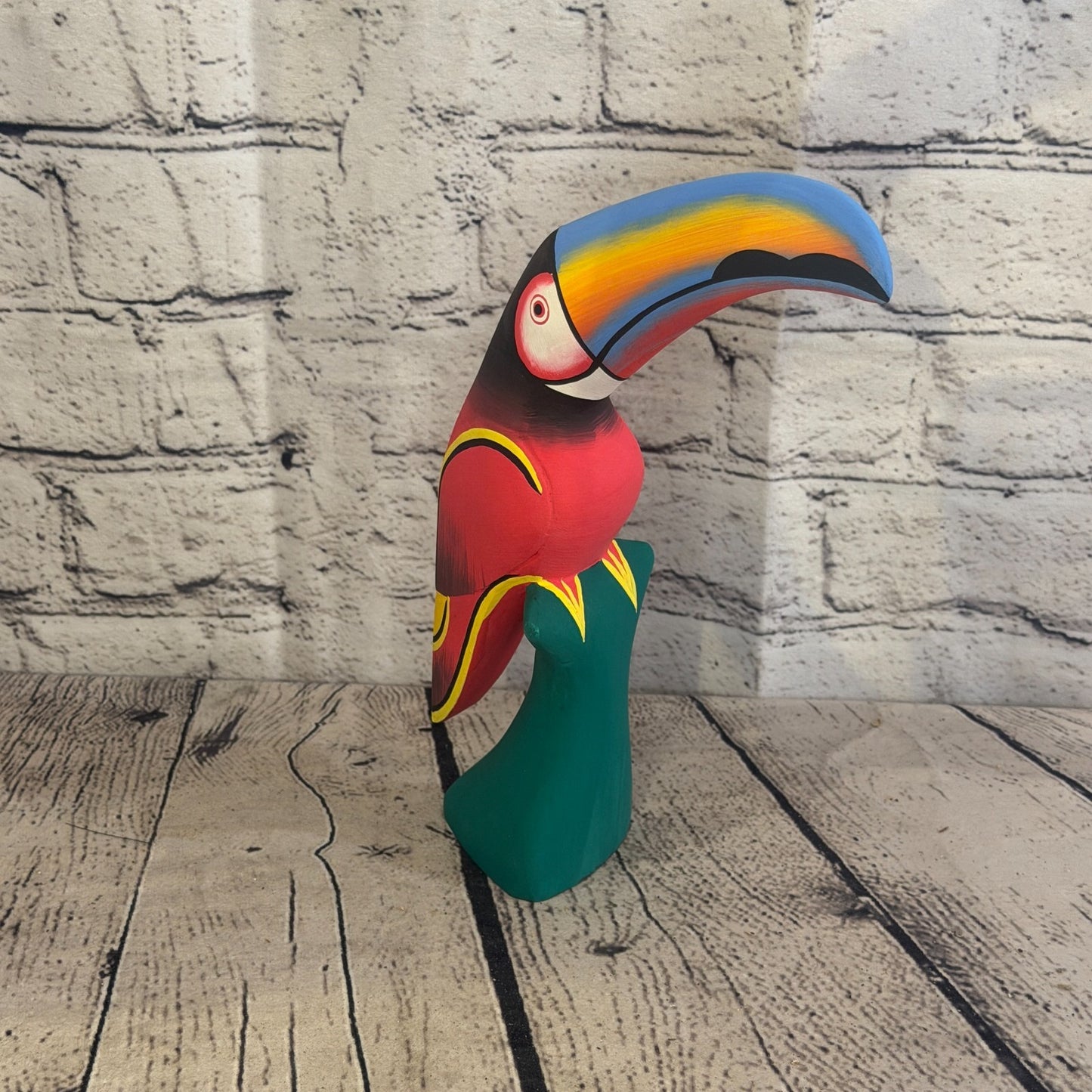 20cm Dark Red Toucan Bird Ornament Statue Fair Trade Hand Made Carved Wood2