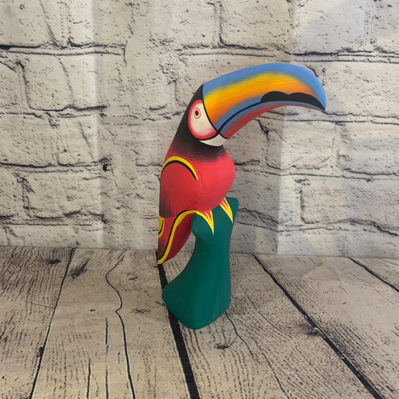 20cm Dark Red Toucan Bird Ornament Statue Fair Trade Hand Made Carved Wood2