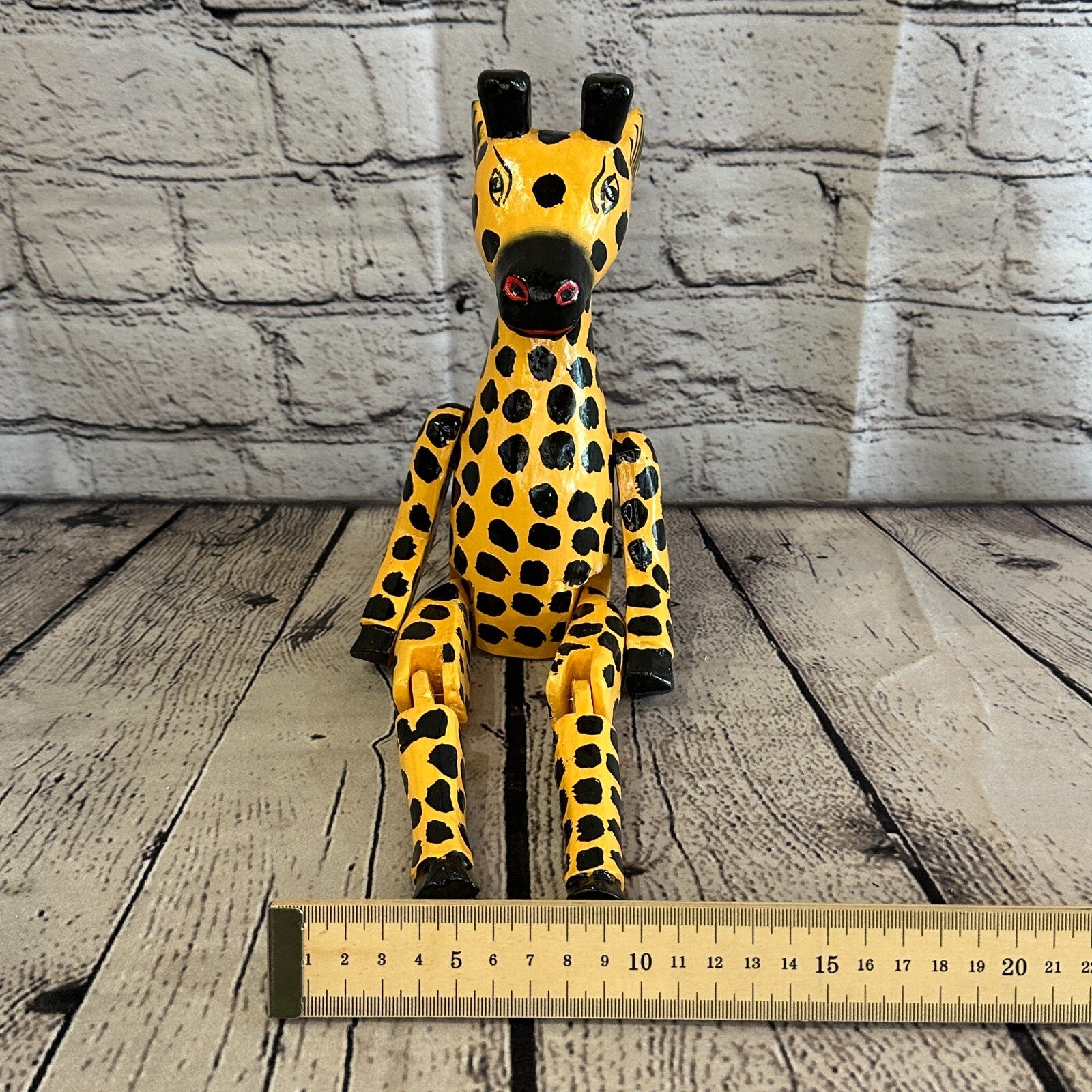 20cm Orange Giraffe Sitting Animal, Wooden Shelf Ornament Handmade & Fairtrade8
