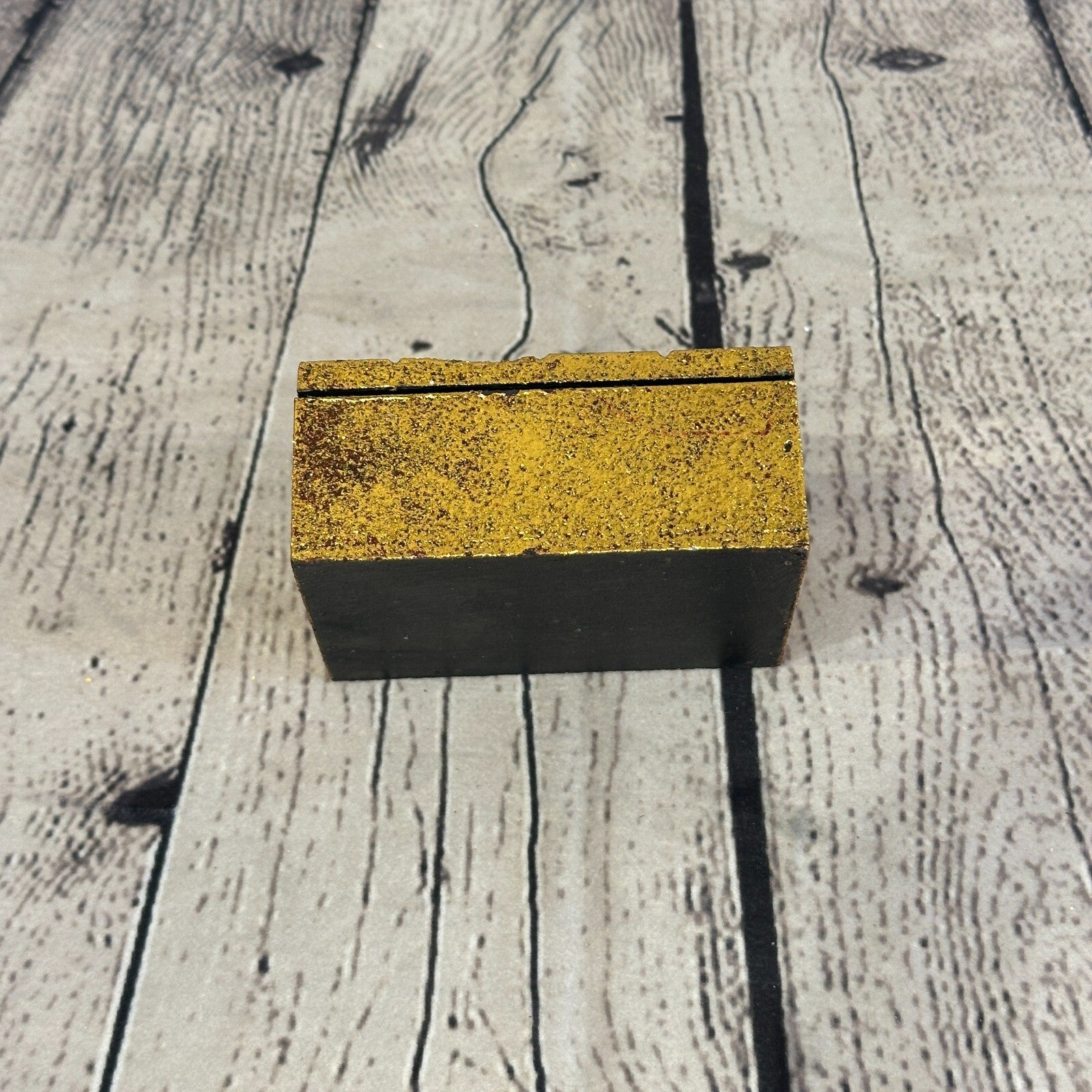 Bright Gold Thai Buddha Head Left 10cm x 7cm x 4cm Wooden Box Trinket Handmade1