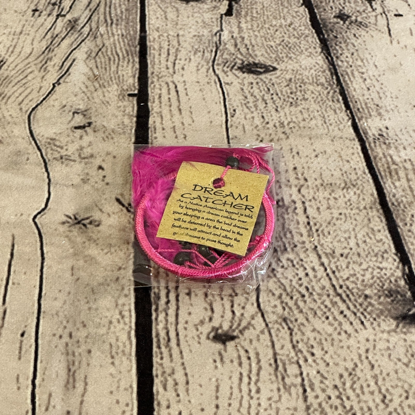 Pink Naturals Handmade Dream Catcher Feather Beads Ring For Home Car Décor1