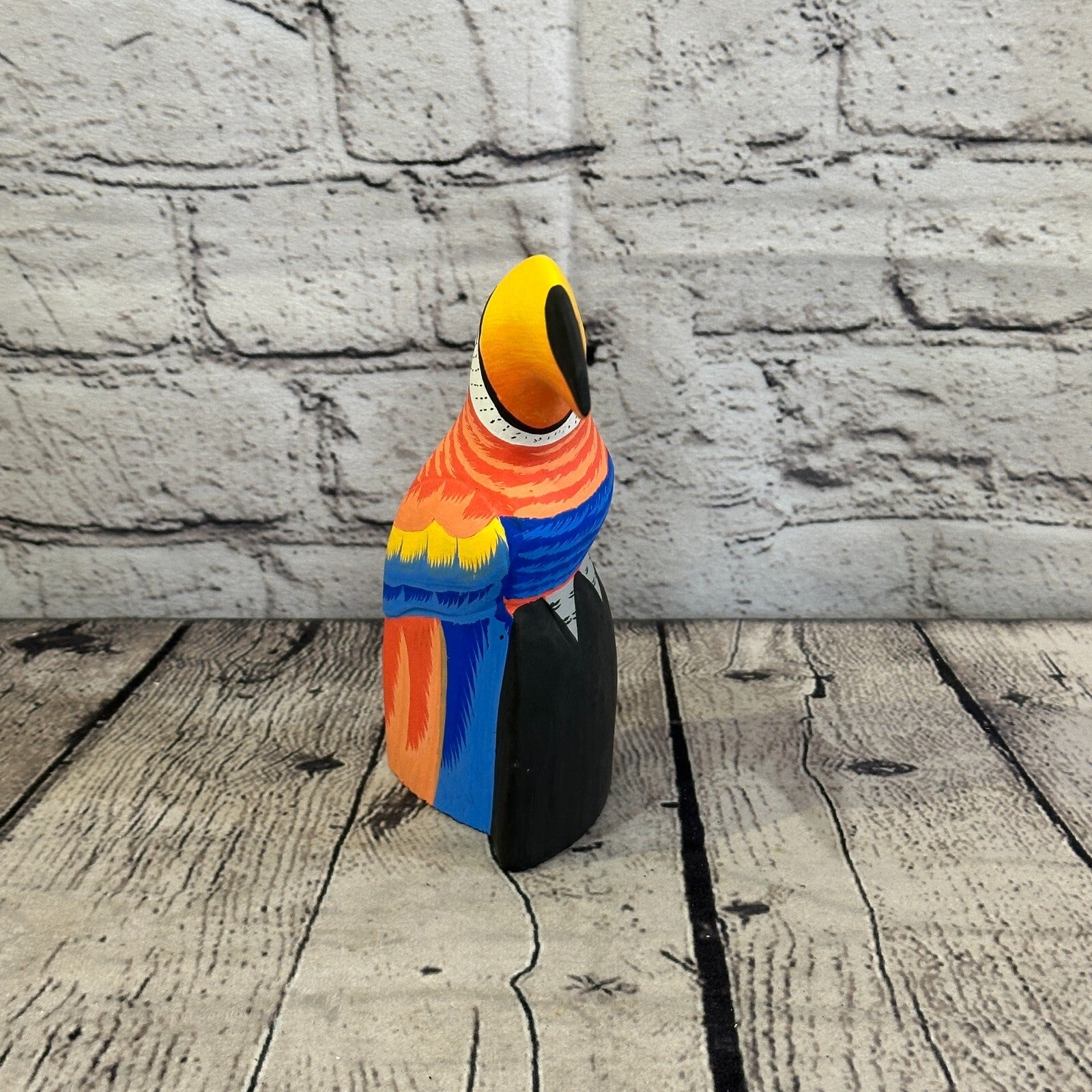 15cm Red Toucan Bird Ornament Statue Fair Trade Hand Made Carved Wood2