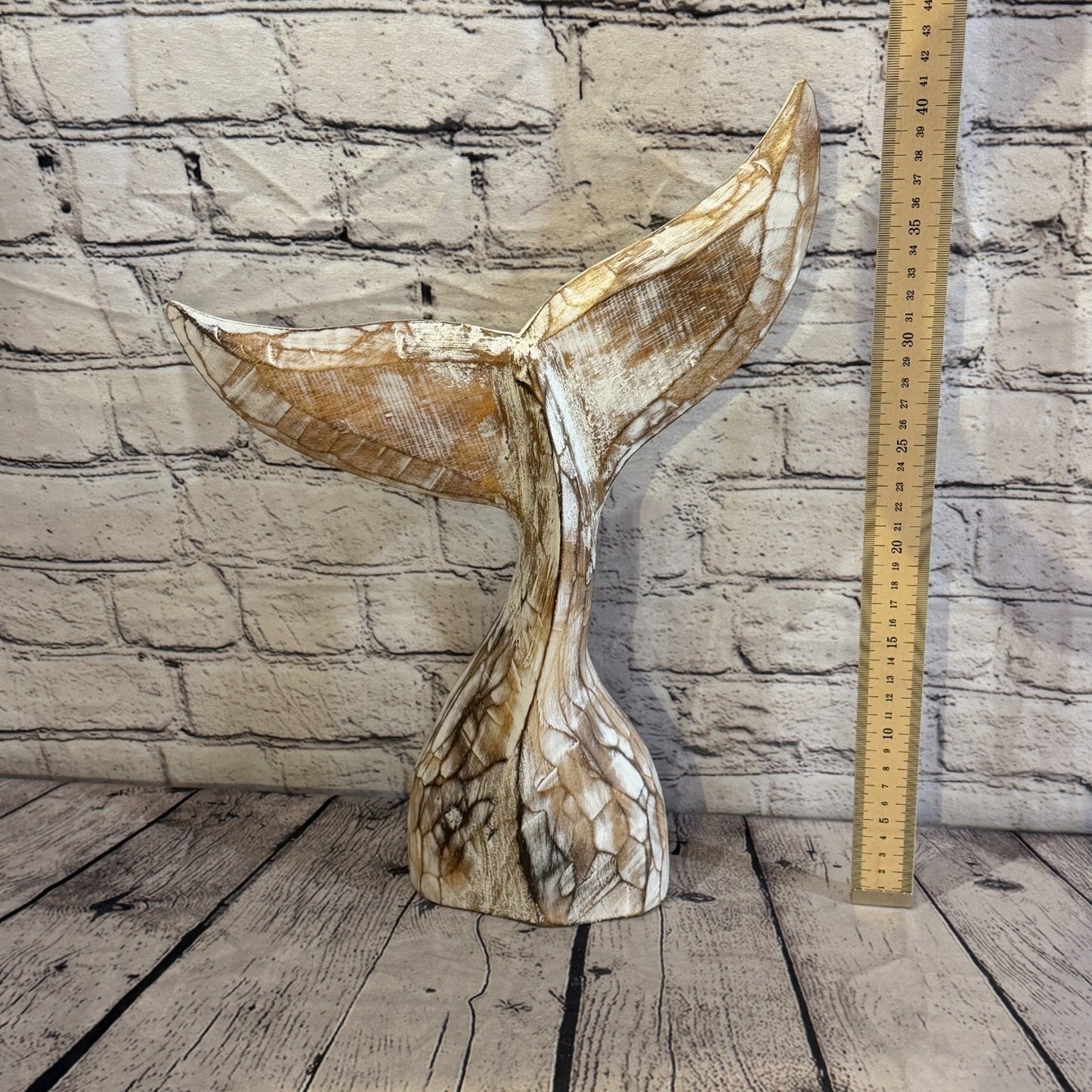 40cm x 40cm Whale Tail Brown Fish Wood Coastal Ocean Bathroom Decoration5