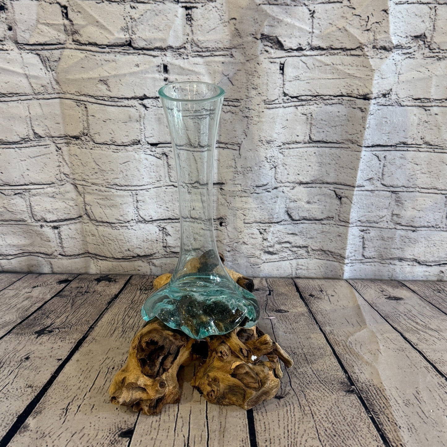 35cm Tall Vase Colour Melted Glass Wood Decorative Vase Glass Sculpture Crafted3