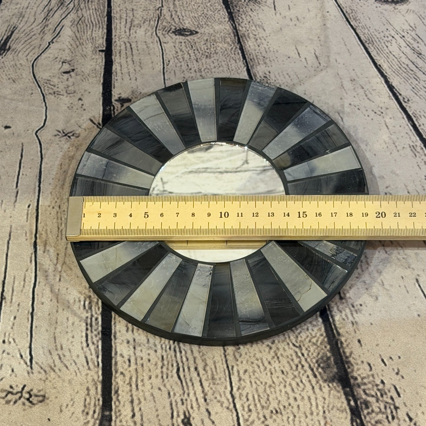 Grey Black Line Black Mosaic Tile Wall Mirror 20cm x 20cm 8 Inches Handmade3