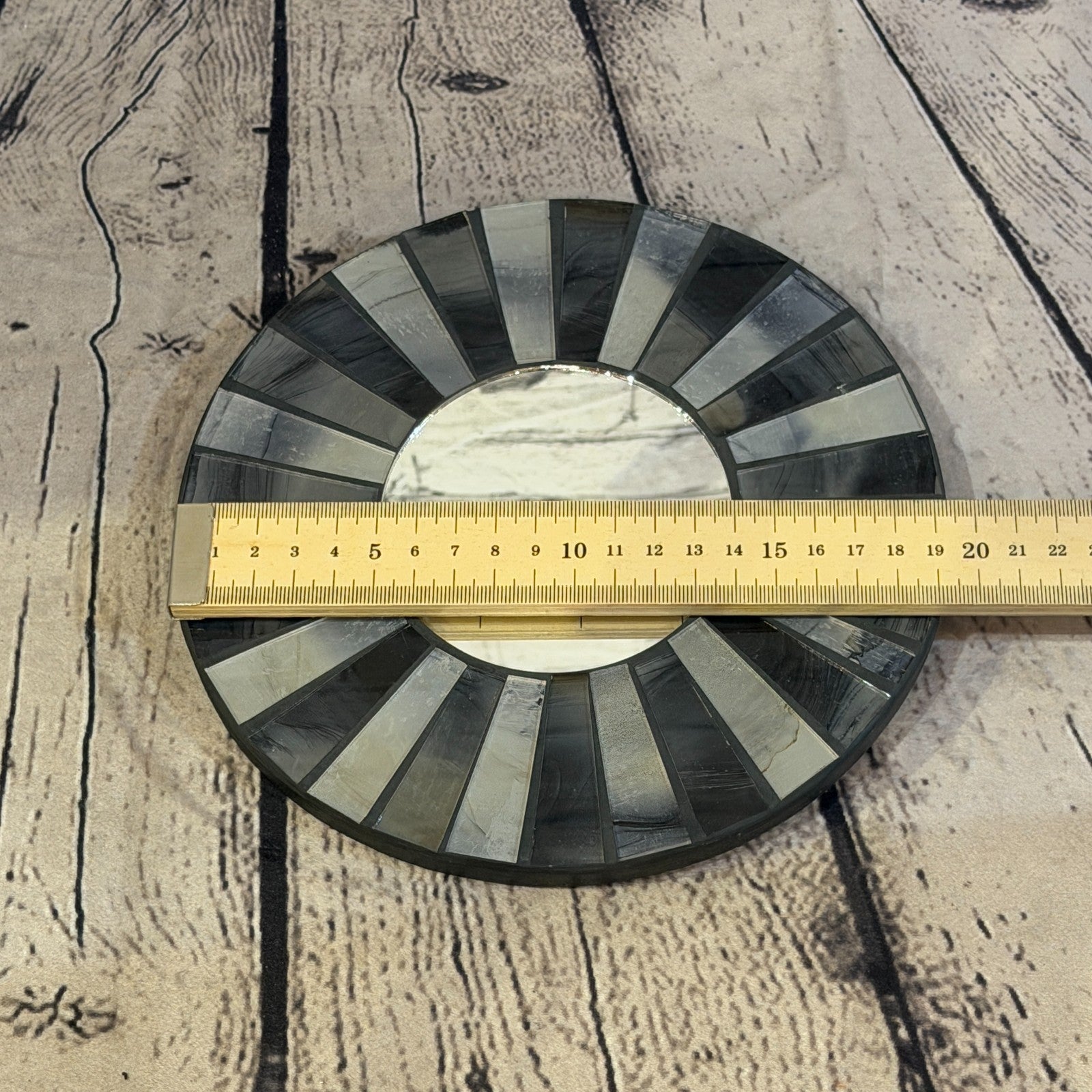 Grey Black Line Black Mosaic Tile Wall Mirror 20cm x 20cm 8 Inches Handmade3