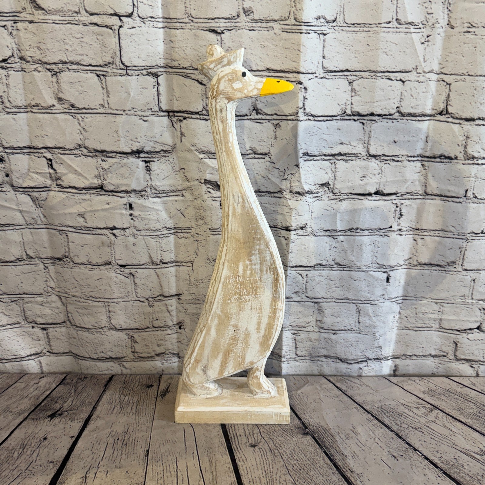 Looking Forward 50cm Tall Wooden White Duckling Baby Duck Shabby Wood Fairtrade3