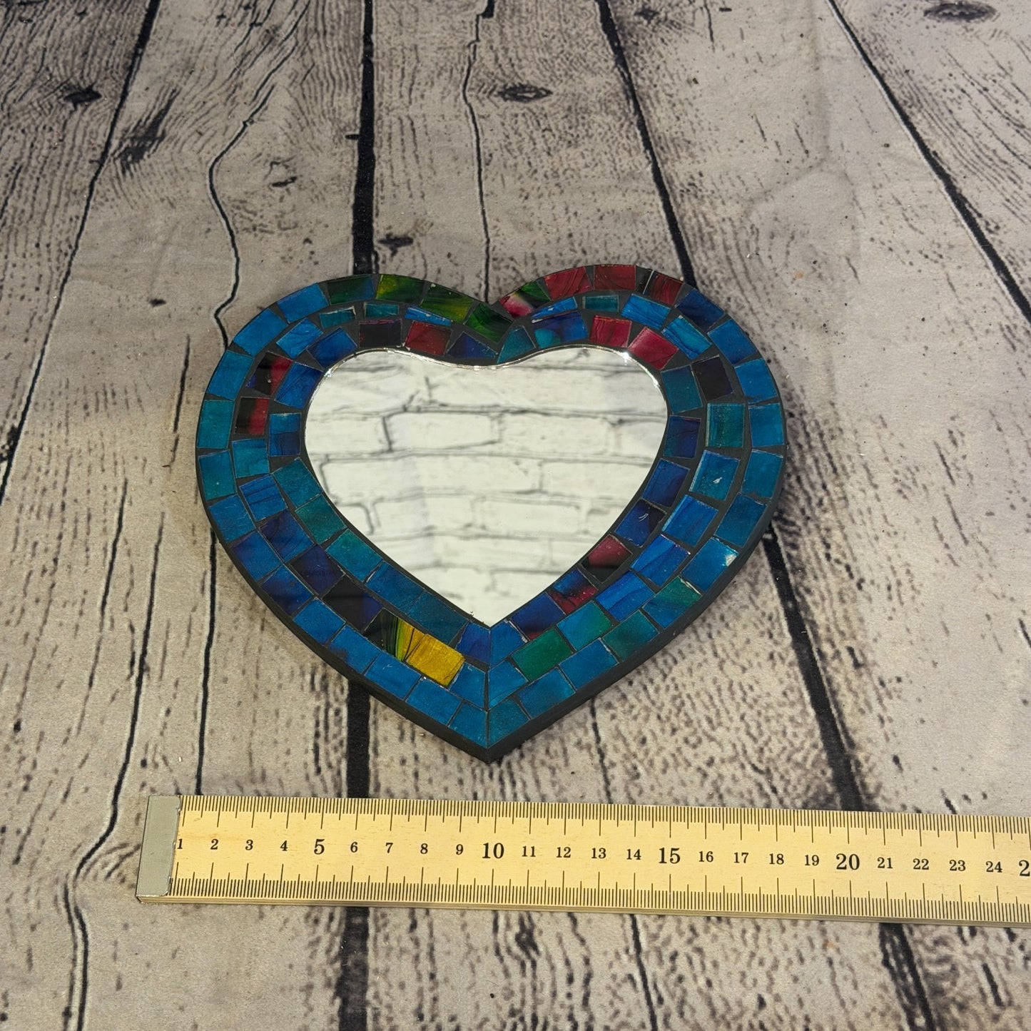 Blue Heart Shape Mosaic Tile Wall Mirror 20cm x 15cm 8 Inches Handmade New4