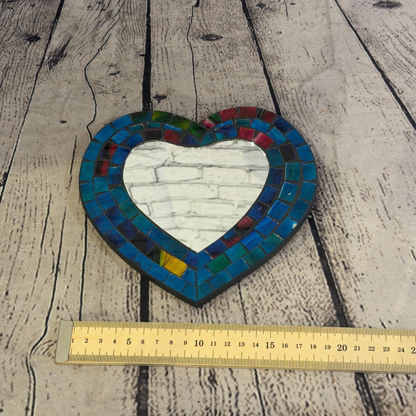 Blue Heart Shape Mosaic Tile Wall Mirror 20cm x 15cm 8 Inches Handmade New4