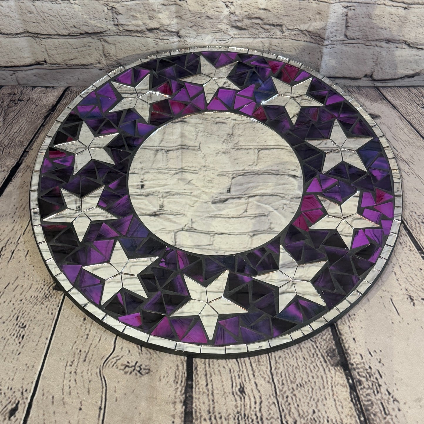 Purple Star Black Mosaic Tile Wall Mirror 40cm x 40cm 16 Inches Handmade2