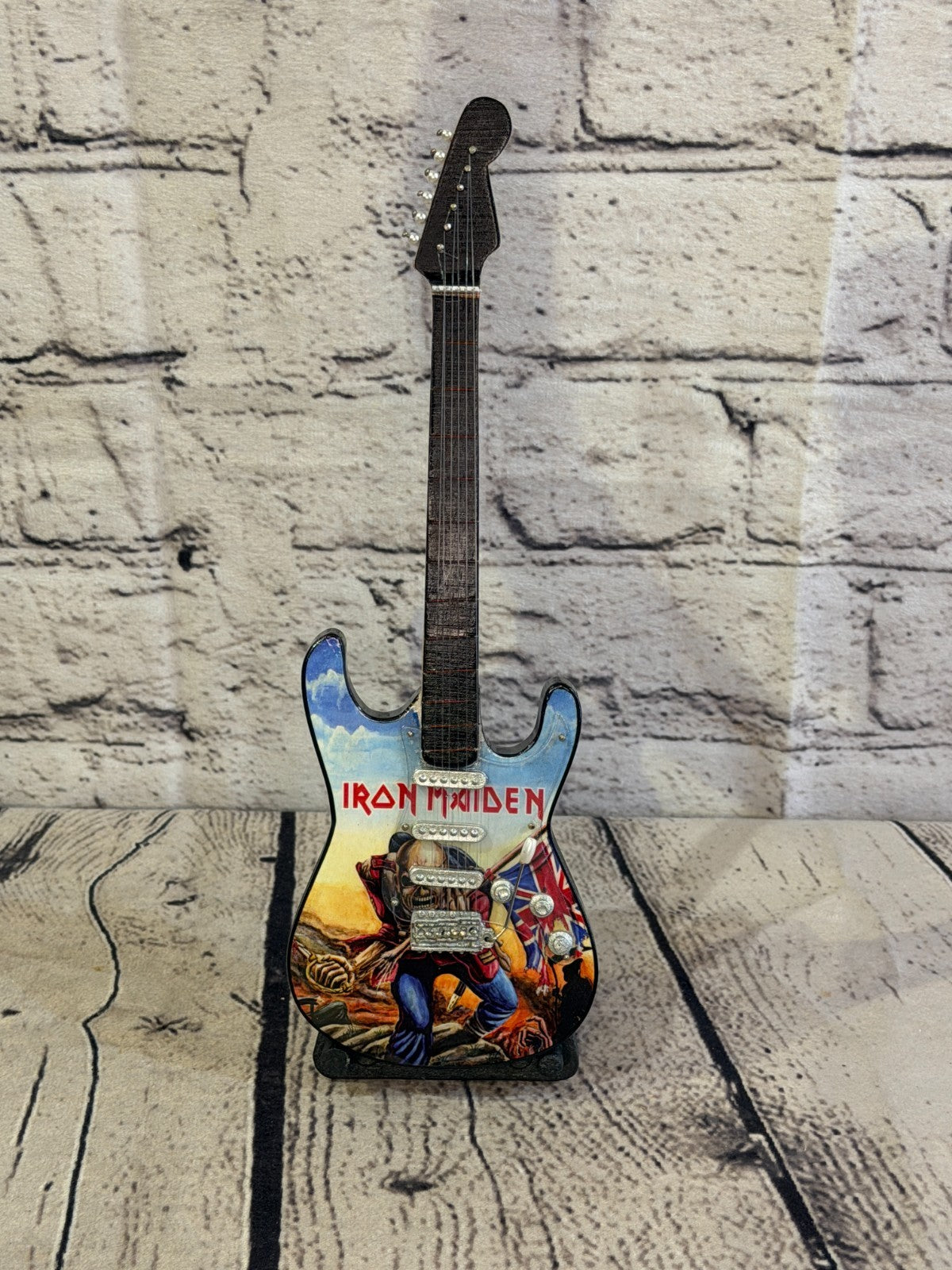 Miniature 25cm Guitar Iron Maiden Band Guitar on Stand Band Gift Display1