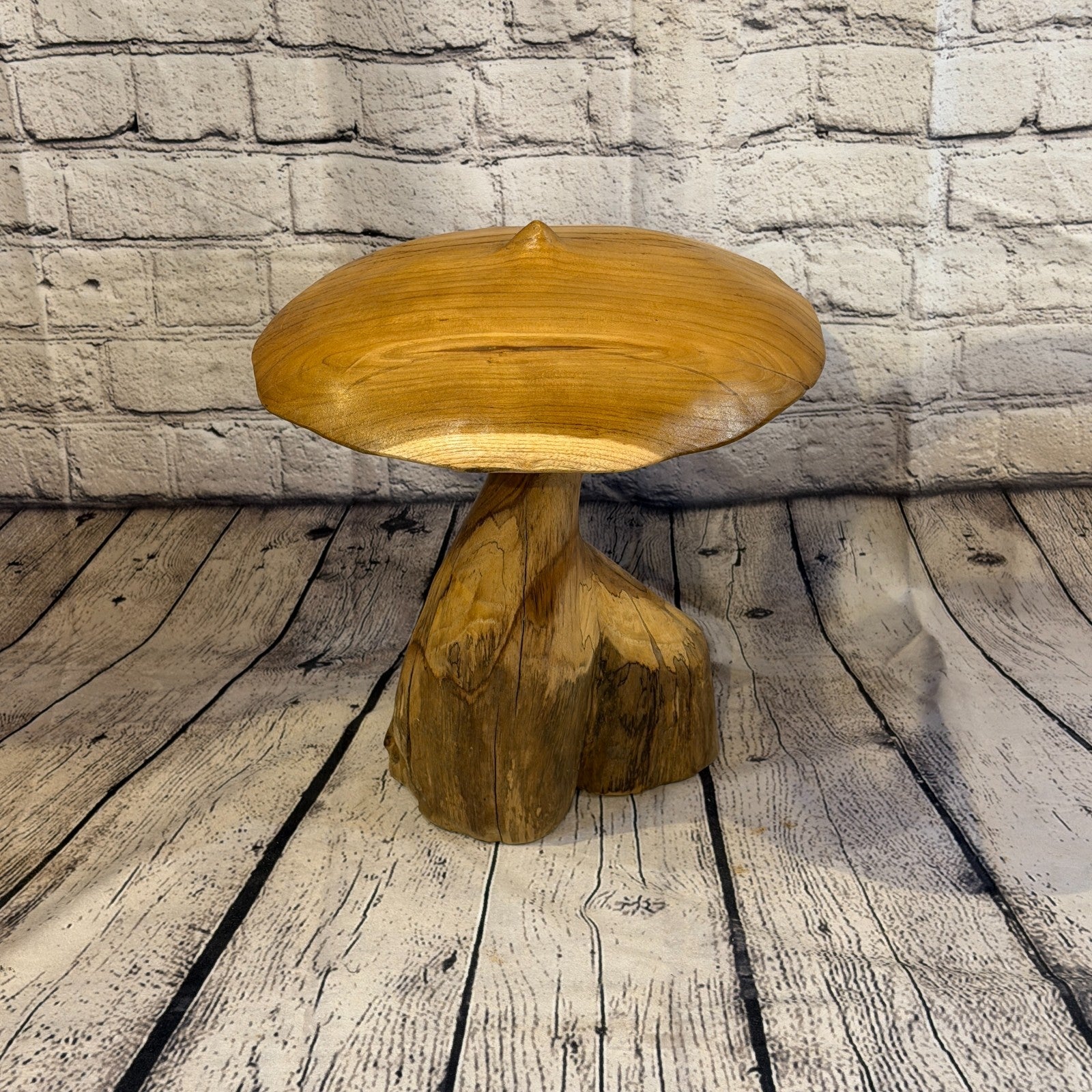 35cm x 25cm Dome Wooden Mushroom Toadstool Sculpture Garden Teak Root Ornament2
