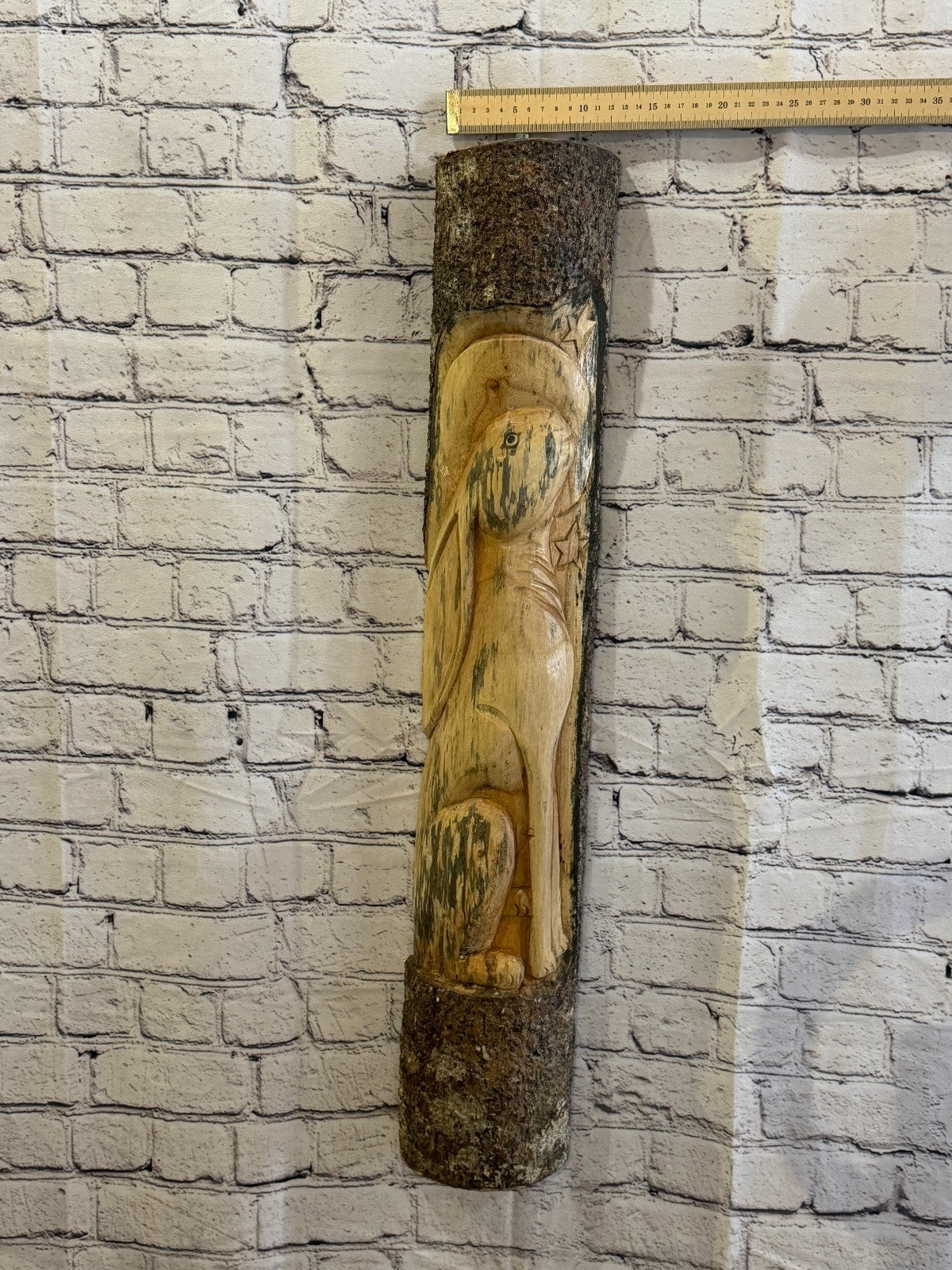 Hare Rabbit Looking At Moon 80cm Hand Carved Wizard Tree Trunk Wood Fairtrade3