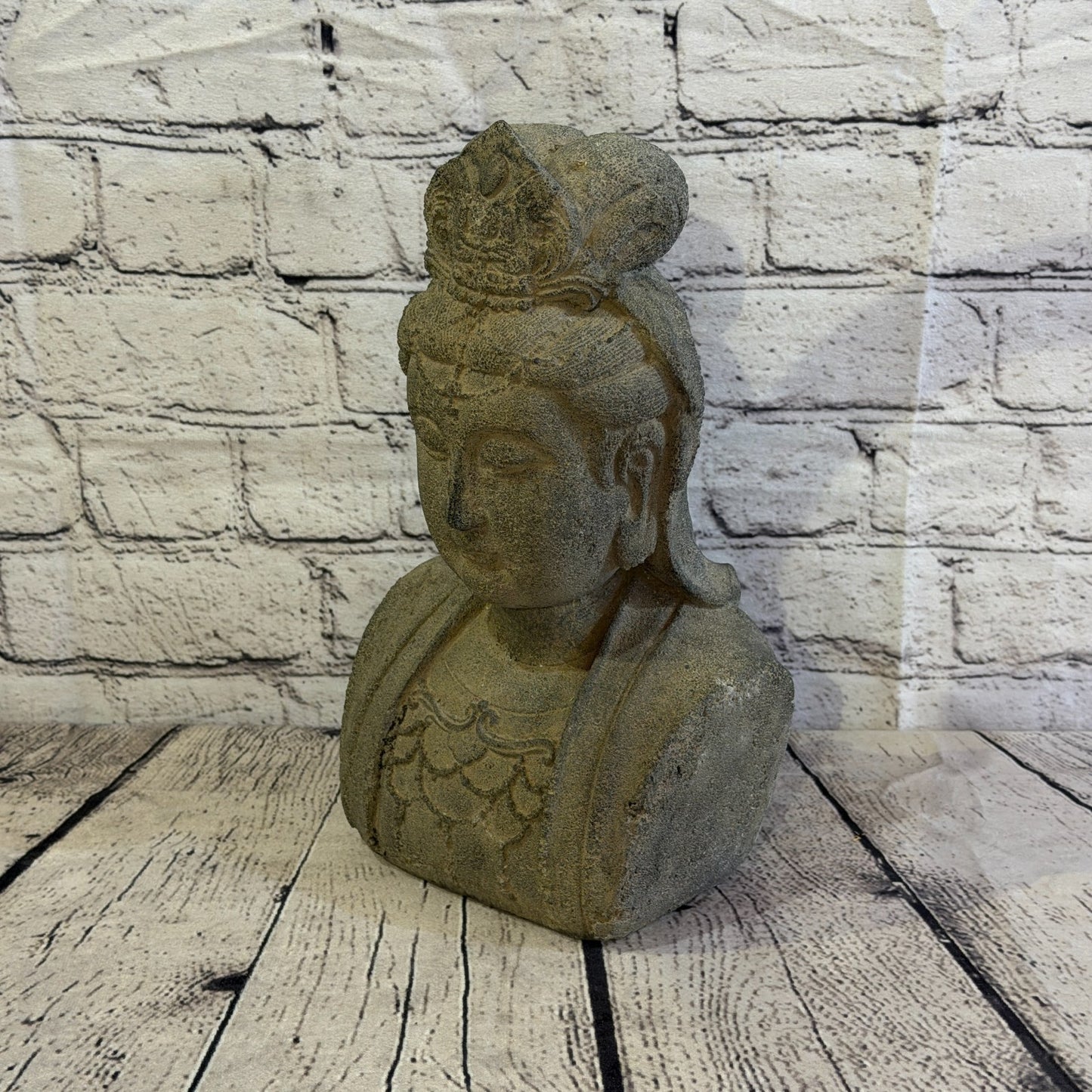 Thai Buddha Head Stone Garden 30cm x 18cm Ornament Indoor Statue Hindu0