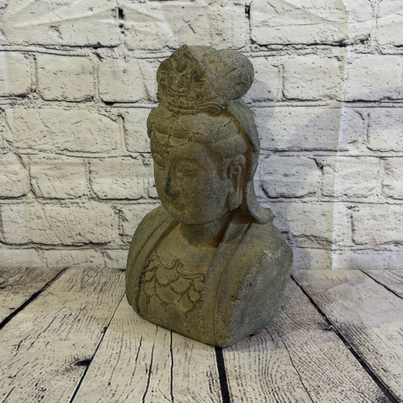 Thai Buddha Head Stone Garden 30cm x 18cm Ornament Indoor Statue Hindu0