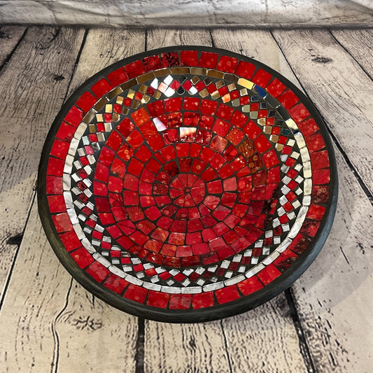28cm Red Round Mosaic Handmade Ceramic Glass Tile Bowl Fruit0