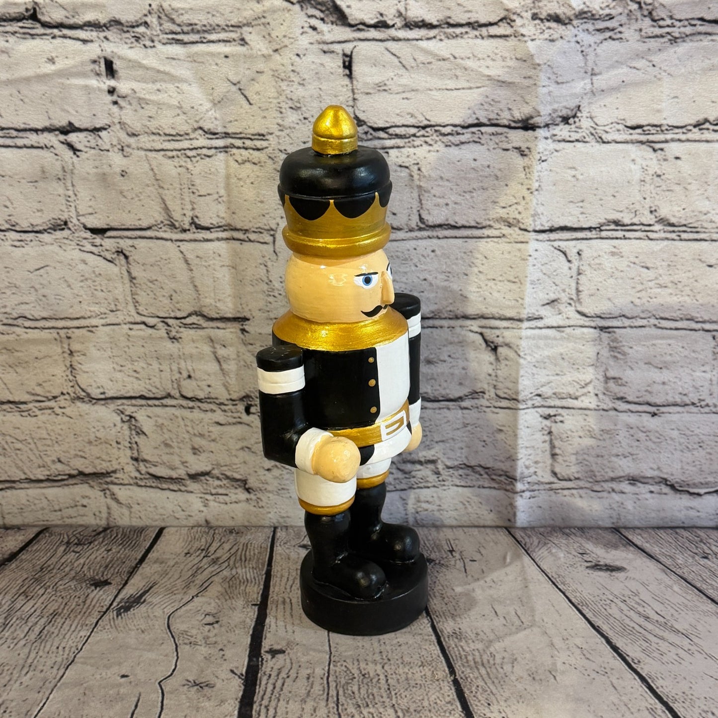 30cm Black Top Hat Nut Cracker Soldier Handcrafted Wood Xmas Christmas Ornament2
