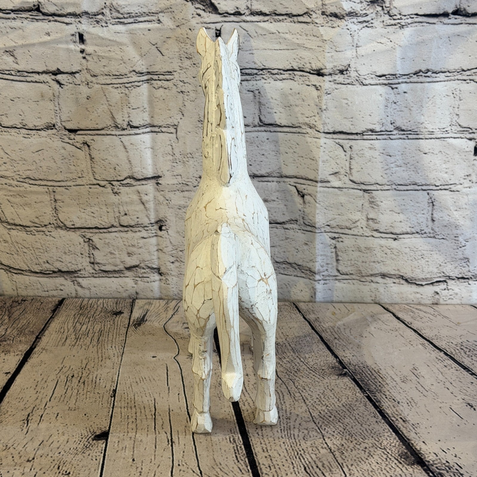 35cm x 35cm White Horse Large Wood Hand Carved Wooden Statue Figurine Decor5