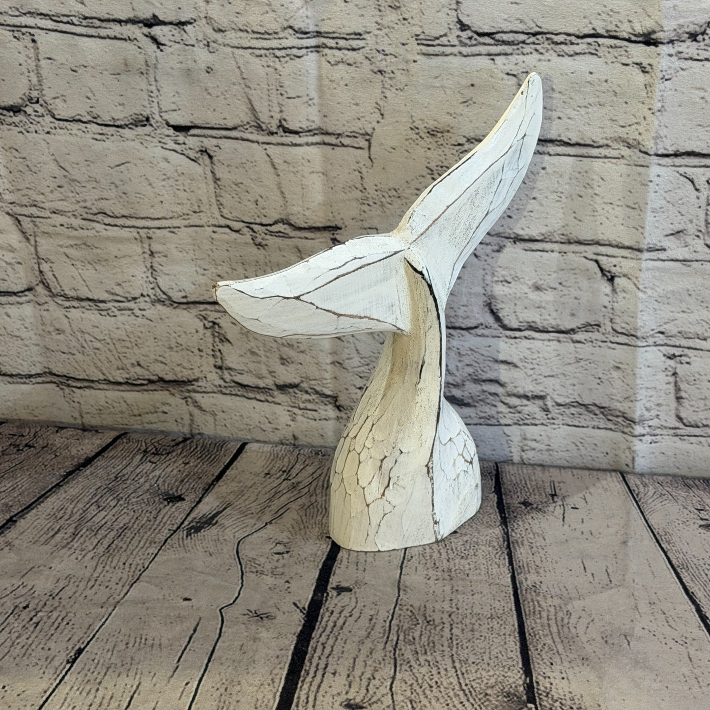25cm x 25cm Whale Tail White Fish Wood Coastal Ocean Bathroom Decoration2