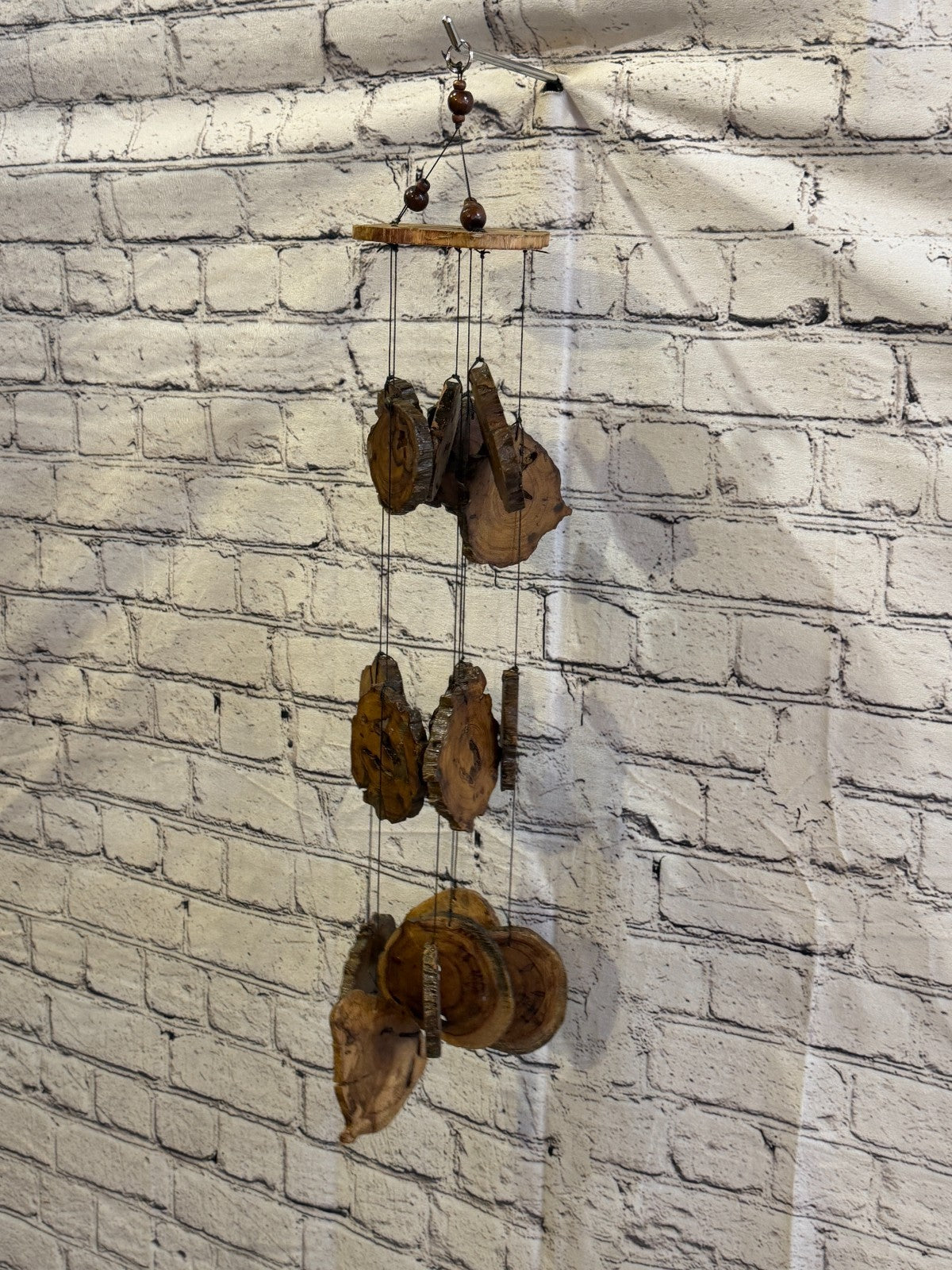 Teak Slice Wood Bamboo Windchime Plain 60cm Garden Gift Summer Handmade Chimes2