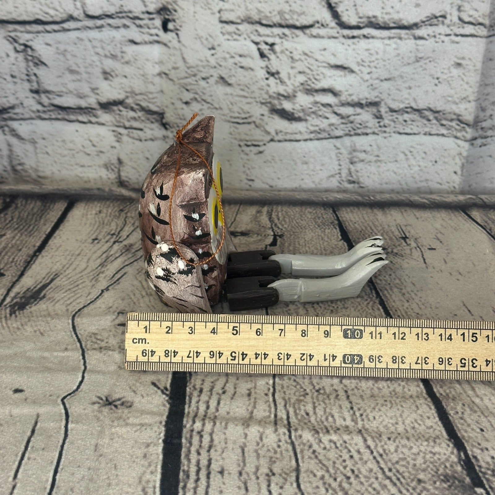 10cm Bright Owl Sitting Animal, Wooden Shelf Ornament Handmade and Fairtrade7