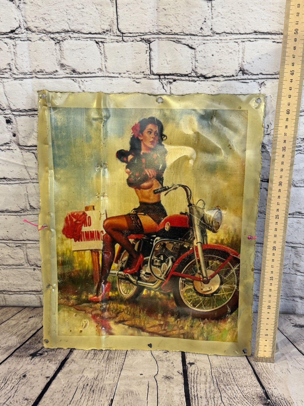 Motorbike Pin Up Poster Advert Wall Plaque 42cm x 36cm Vintage Retro Tin Sign1