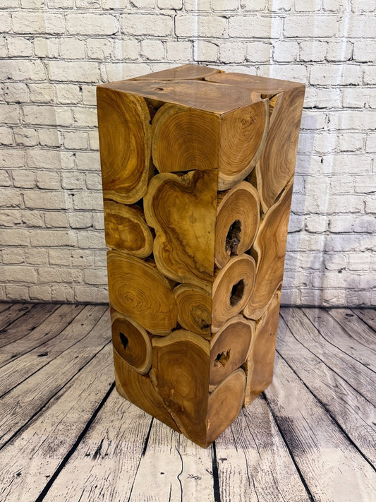 80cm x 30cm x 30cm Wooden Teak Wood Slice Cube Table Sculpture Root Ornament0