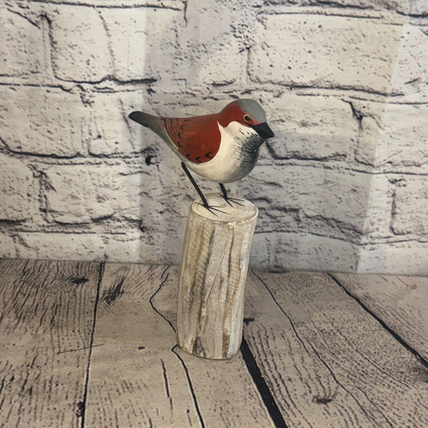 20cm Sparrow Wooden Bird Ornament Seaside Coastal Nautical Handcrafted Decor2