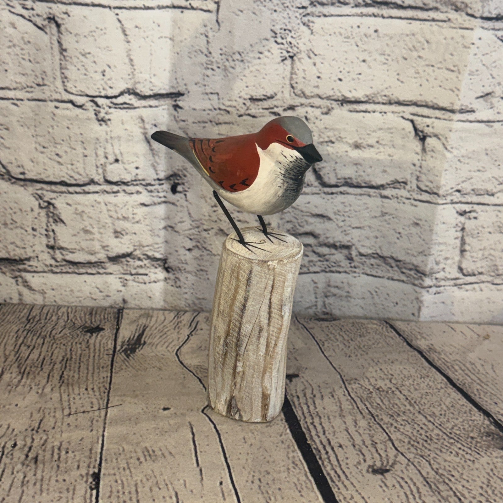 20cm Sparrow Wooden Bird Ornament Seaside Coastal Nautical Handcrafted Decor2
