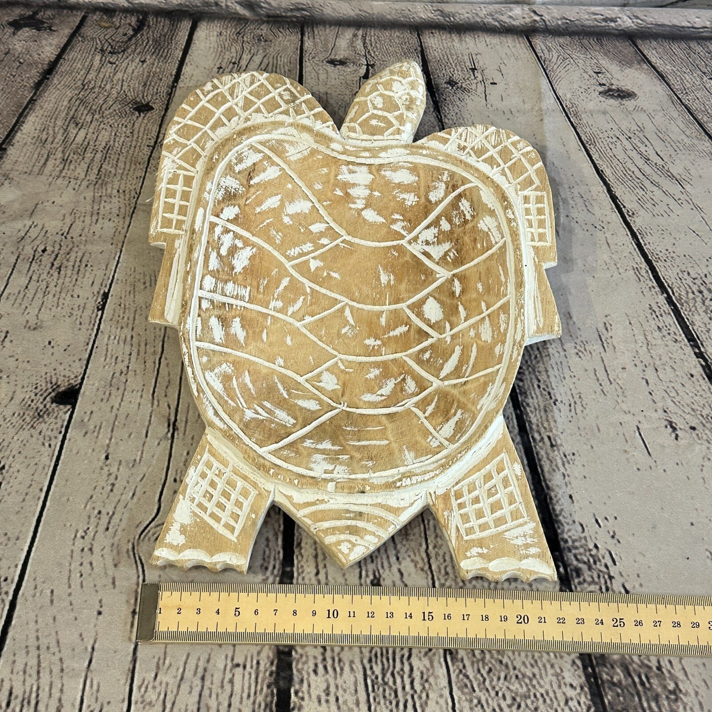 30cm Cream Sea Turtle Bowl Trinket Dish Decoration Designer Mask Wooden Handmade4