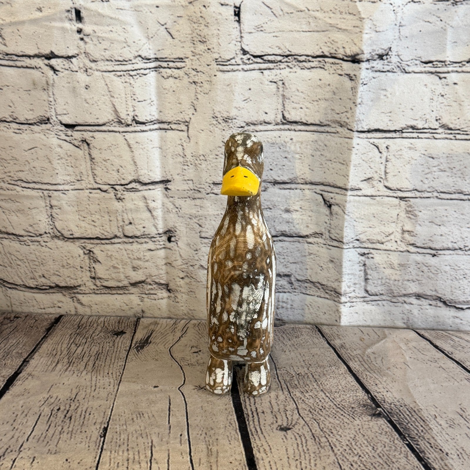 Looking Forward 25cm Tall Wooden Brown Duckling Baby Duck Shabby Wood Fairtrade1