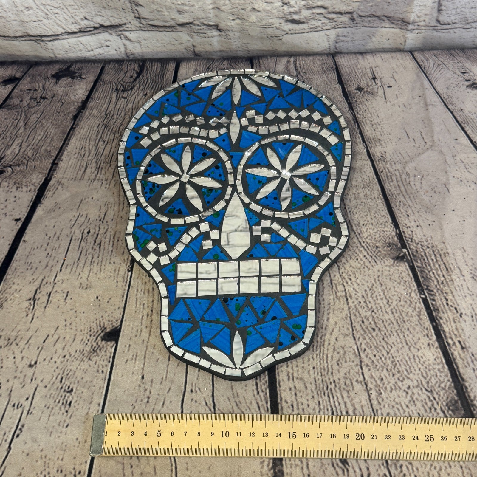 Blue Skull Mosaic Tile Wall Mirror 30cm x 20cm 12 Inches Handmade New4